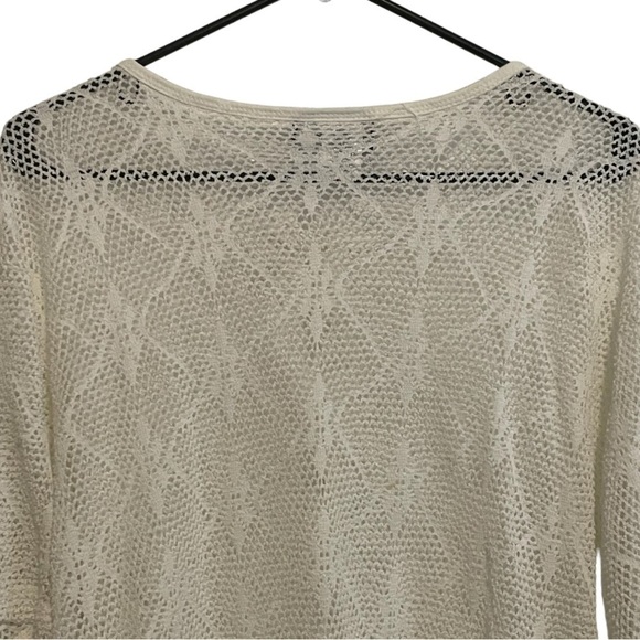 Madalana White and Black Eyelet Full Button Cover Up - Picture 4 of 14